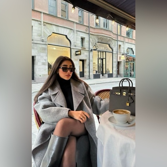 Zara Gray Belted Coat - Picture 2 of 15